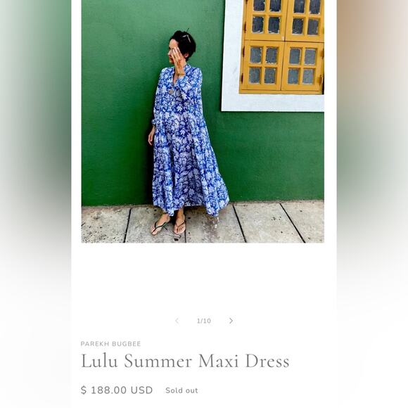 Anthropologie PAREKH BUGBEE S/M Lulu Summer Maxi Dress in white floral batik - Picture 9 of 9